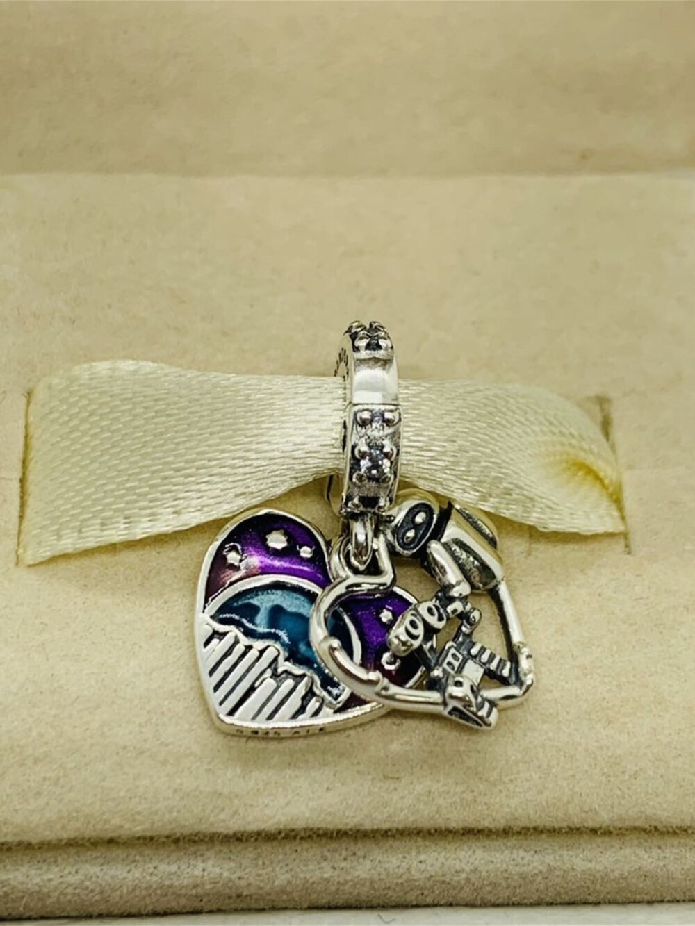 ✨🔥 Pandora Disney Charm a Cuore Eve e Wall-E che si illumina al buio Pendant